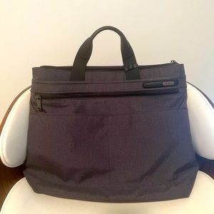 Tumi grey and black nylon and leather companion tote